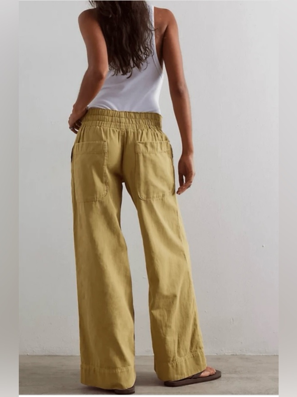 Wide Leg High Waisted Pants in Mustard Yellow, XL, NIB - Picture 3 of 11